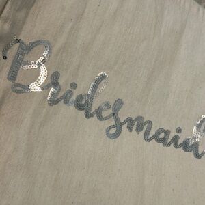 ❤️ Silver Sequin "Bridesmaid" Cream Heavy Large Canvas Style Tote Bag